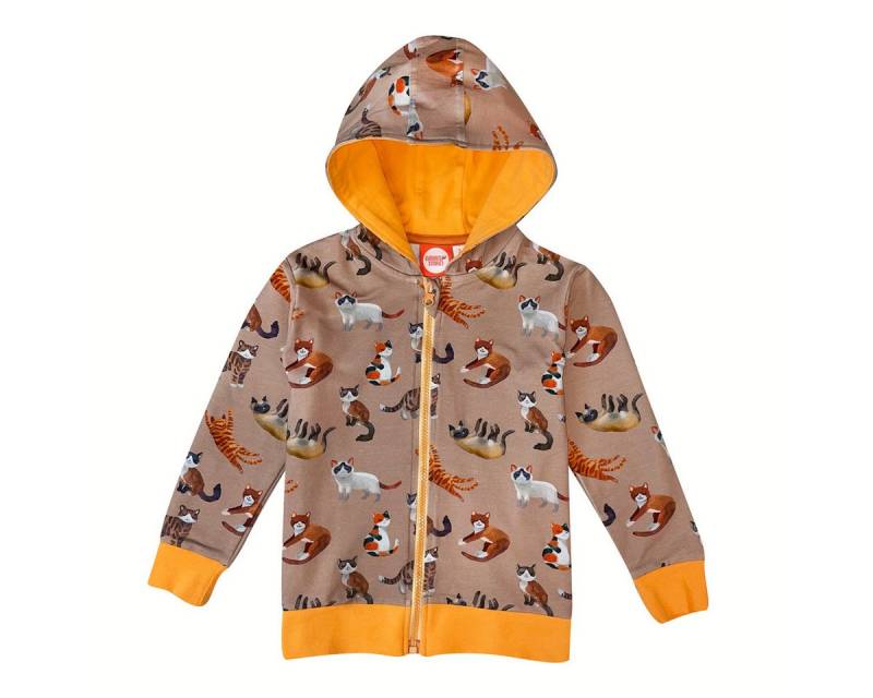 Curious Stories Sweatjacke Curious Stories Hoodie Sweatjacke allover Katzen Print braun von Curious Stories