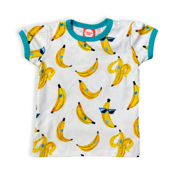 Curious Stories T-shirt für Kinder aus Bio-Baumwolle mit dem coolen Banana Print von Curious Stories