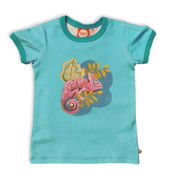 Curious Stories T-shirt für Kinder aus Bio-Baumwolle mit dem coolen Chamäleon Print von Curious Stories