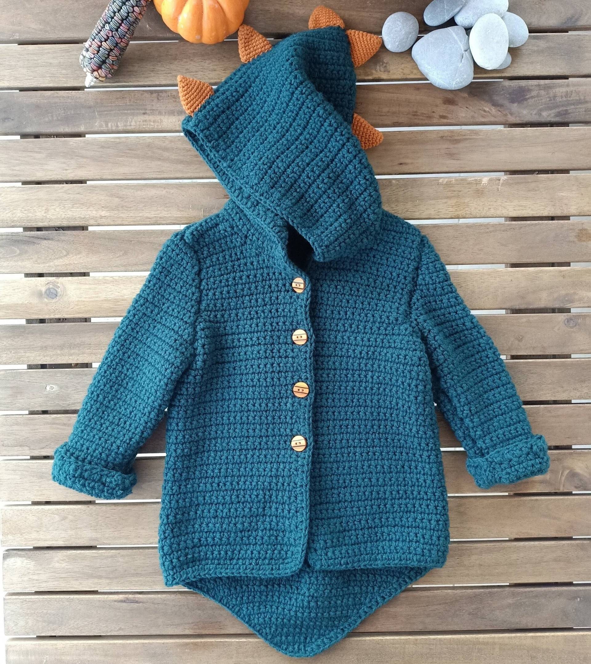 Handgestrickte Junge Dinosaurier Strickjacke/Dino Jacke Häkeln Pullover Wolle Kinder Strickwaren von CuriousKidsShop