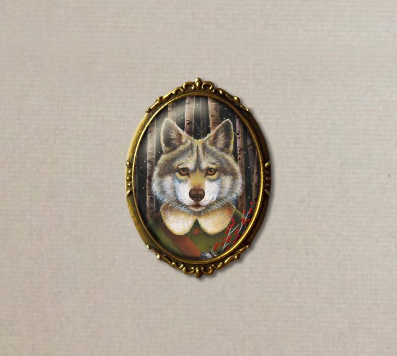 Wolf Kunst Brosche Nach Originaler Zeichnung - Weihnachtswolf Im Wald Anstecknadel Wichtelgeschenk Geschenk Des Lehrers Wolf Kunst Brosche Nach Originaler Zeichnung - Weihnachtswolf Im Wald Anstecknadel Wichtelgeschenk Geschenk Des Lehrers von CuriousPortraits