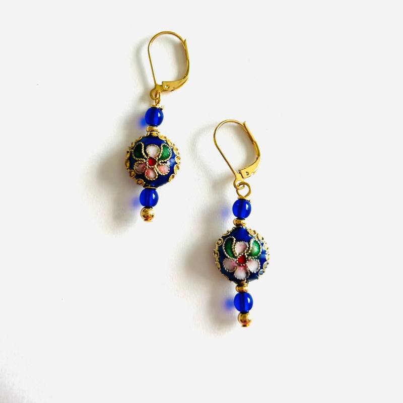 Cloisonné En Bleu Ohrringe Cloisonné En Bleu Ohrringe von CurlanceCreations