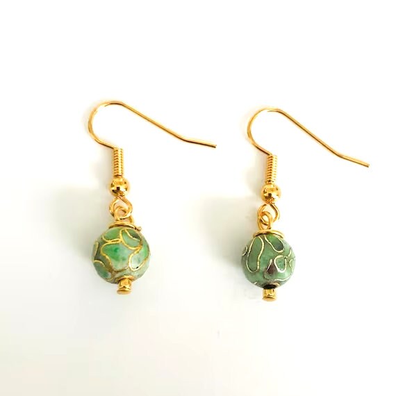 Grüne Cloisson Ohrringe Grüne Cloisson Ohrringe von CurlanceCreations