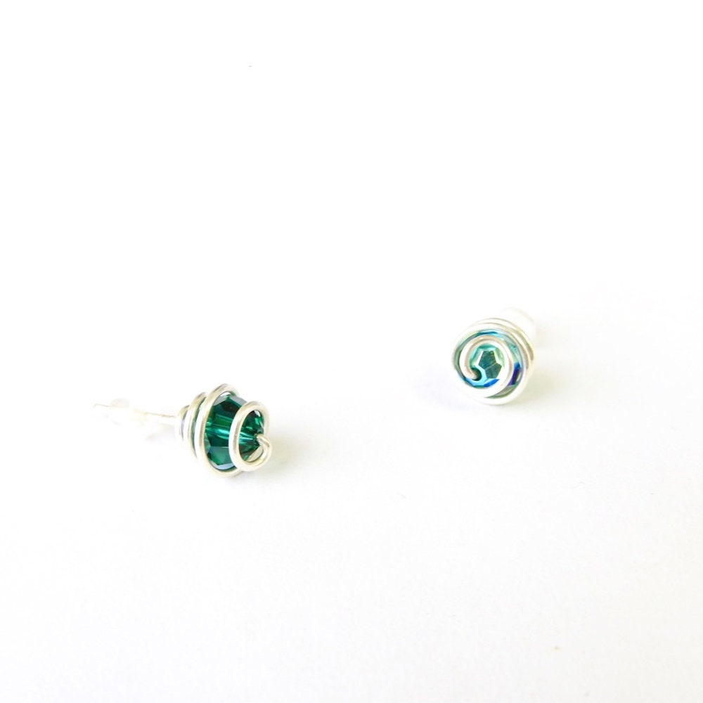 Handmade Eco Silber Spiral Ohrstecker Swarovski Kristall Ohrringe Handmade Eco Silber Spiral Ohrstecker Swarovski Kristall Ohrringe von CurlicueNZ