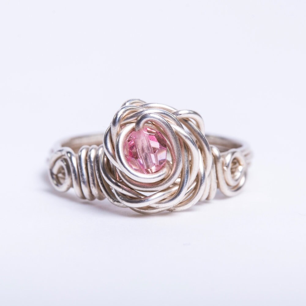 sterling Silber Ring Handgemachtes Recyceltes Eco Silber, Swarovski Kristall sterling Silber Ring Handgemachtes Recyceltes Eco Silber, Swarovski Kristall von CurlicueNZ