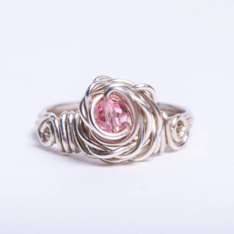 sterling Silber Ring Handgemachtes Recyceltes Eco Silber, Swarovski Kristall von CurlicueNZ