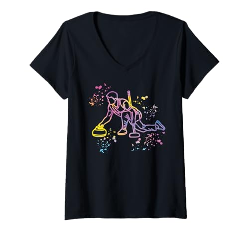 Damen Lockenwickler Wintersport Curling T-Shirt mit V-Ausschnitt Damen Lockenwickler Wintersport Curling T-Shirt mit V-Ausschnitt von Curling Team Curling Coaches