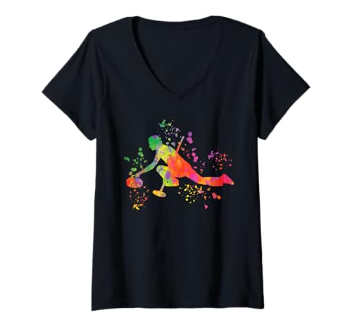 Damen Lockenwickler Wintersport Curling T-Shirt mit V-Ausschnitt Damen Lockenwickler Wintersport Curling T-Shirt mit V-Ausschnitt von Curling Team Curling Coaches