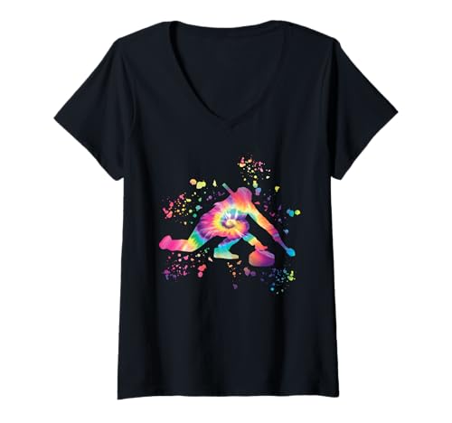 Damen Lockenwickler Wintersport Curling T-Shirt mit V-Ausschnitt von Curling Team Curling Coaches