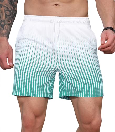 Curluriy Badeshorts Herren Schwimmhose Gradientenfarbe mit Meshfutter Strandhose Freizeit Boardshorts Sporthose Schnelltrocknend Surf Shorts von Curluriy