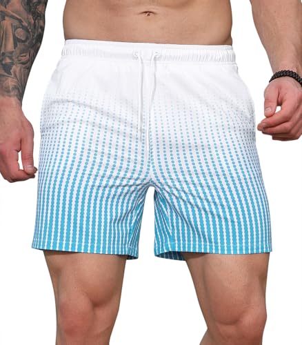 Curluriy Badeshorts für Herren Beachshorts Farbverläufe Boardshorts Strand Shorts mit Mesh-Futter Schnelltrocknend Schwimmhose von Curluriy