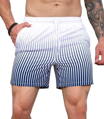 Curluriy Badeshorts für Herren Beachshorts Farbverläufe Boardshorts Strand Shorts mit Mesh-Futter Schnelltrocknend Schwimmhose von Curluriy