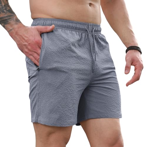 Curluriy Herren Running Shorts Jogging Gym Sport Shorts mit Reißverschlusstasche Atmungsaktiv Schnelltrocknend Sommer von Curluriy