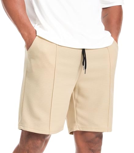 Curluriy Kurze Hosen Herren Waffel Shorts Sommer Casual Kurze Elastische Freizeithose mit Taschen von Curluriy