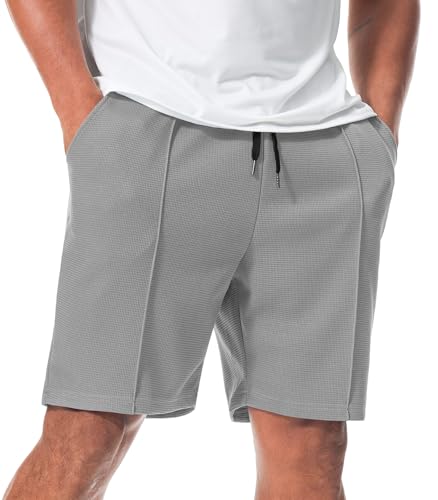 Curluriy Kurze Hosen Herren Waffel Shorts Sommer Casual Kurze Elastische Freizeithose mit Taschen von Curluriy