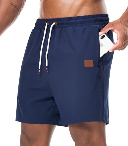 Curluriy Running-Shorts für Herren Workout Fitness Jogginghose Männer Mit Reißverschluss Taschen Kurze Sport Elastische Taille von Curluriy