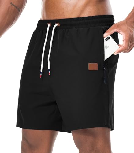 Curluriy Running-Shorts für Herren Workout Fitness Jogginghose Männer Mit Reißverschluss Taschen Kurze Sport Elastische Taille von Curluriy