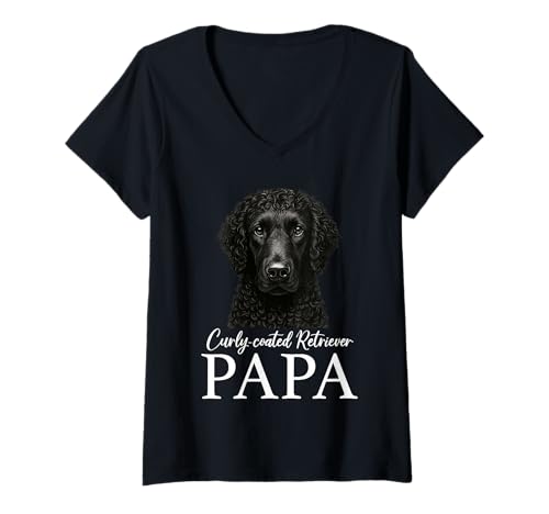 Damen Curly Coated Retriever Papa T-Shirt mit V-Ausschnitt Damen Curly Coated Retriever Papa T-Shirt mit V-Ausschnitt von Curly Coated Retriever Dog