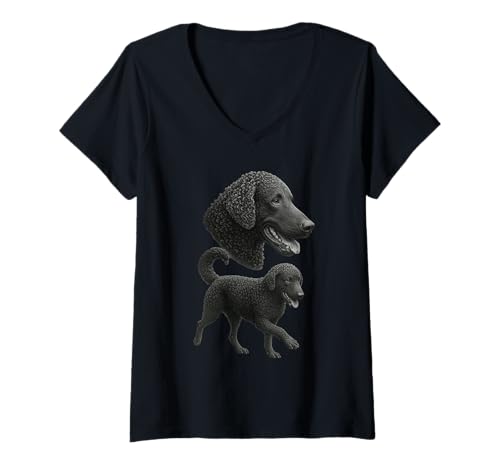 Damen Curly Coated Retriever T-Shirt mit V-Ausschnitt Damen Curly Coated Retriever T-Shirt mit V-Ausschnitt von Curly Coated Retriever Dog