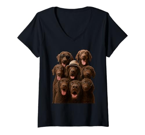 Damen Curly Coated Retriever T-Shirt mit V-Ausschnitt Damen Curly Coated Retriever T-Shirt mit V-Ausschnitt von Curly Coated Retriever Dog