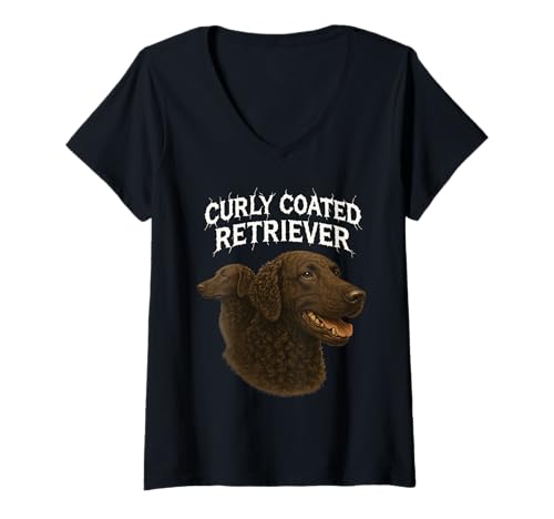 Damen Curly Coated Retriever T-Shirt mit V-Ausschnitt Damen Curly Coated Retriever T-Shirt mit V-Ausschnitt von Curly Coated Retriever Dog