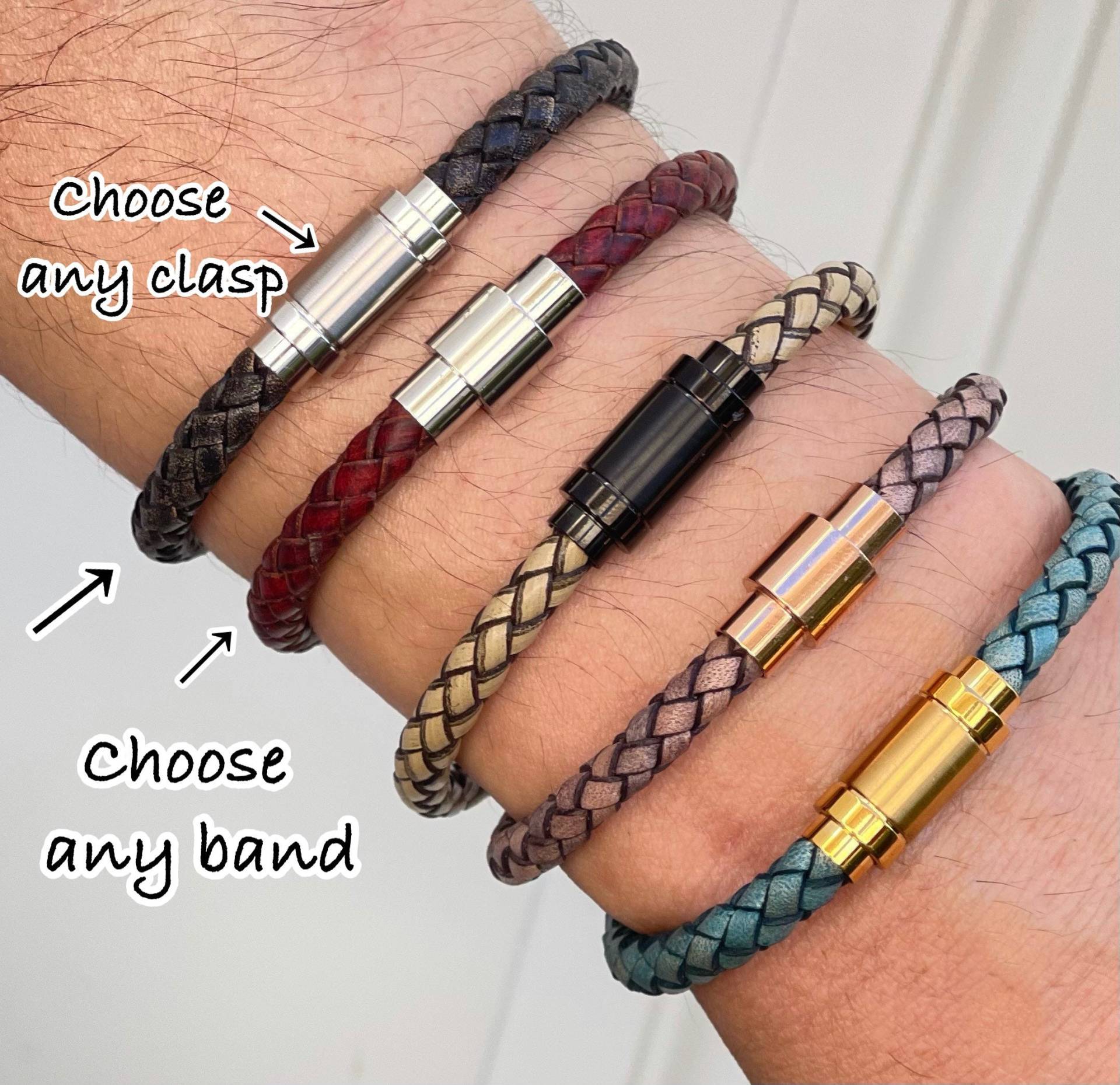 Handgefertigtes Armband Aus Echtem Leder Für Männer Und Frauen, Magnetverschluss, Anpassbar, Auf Bestellung Gefertigt, Retro-Lederarmband Handgefertigtes Armband Aus Echtem Leder Für Männer Und Frauen, Magnetverschluss, Anpassbar, Auf Bestellung Gefertigt, Retro-Lederarmband von Currentbeet