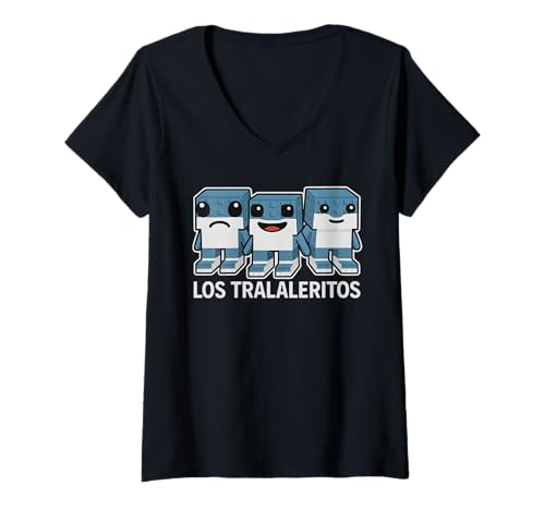Damen Los Tralaleritos - Lustiges Brainrot Teen Gamer Kinder Jugend Meme T-Shirt mit V-Ausschnitt von Cursed Italian Brain Rot Gamer Secret Tees & Merch