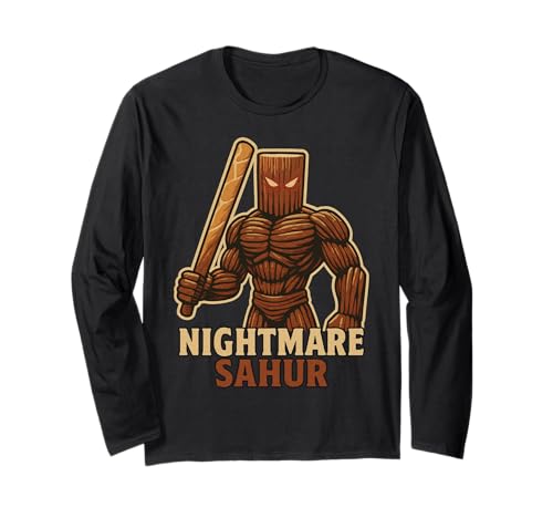 Nightmare Sahur - Brainrot Gaming Halloween Gruselige Kinder Teens Langarmshirt von Cursed Italian Brain Rot Gamer Secret Tees & Merch