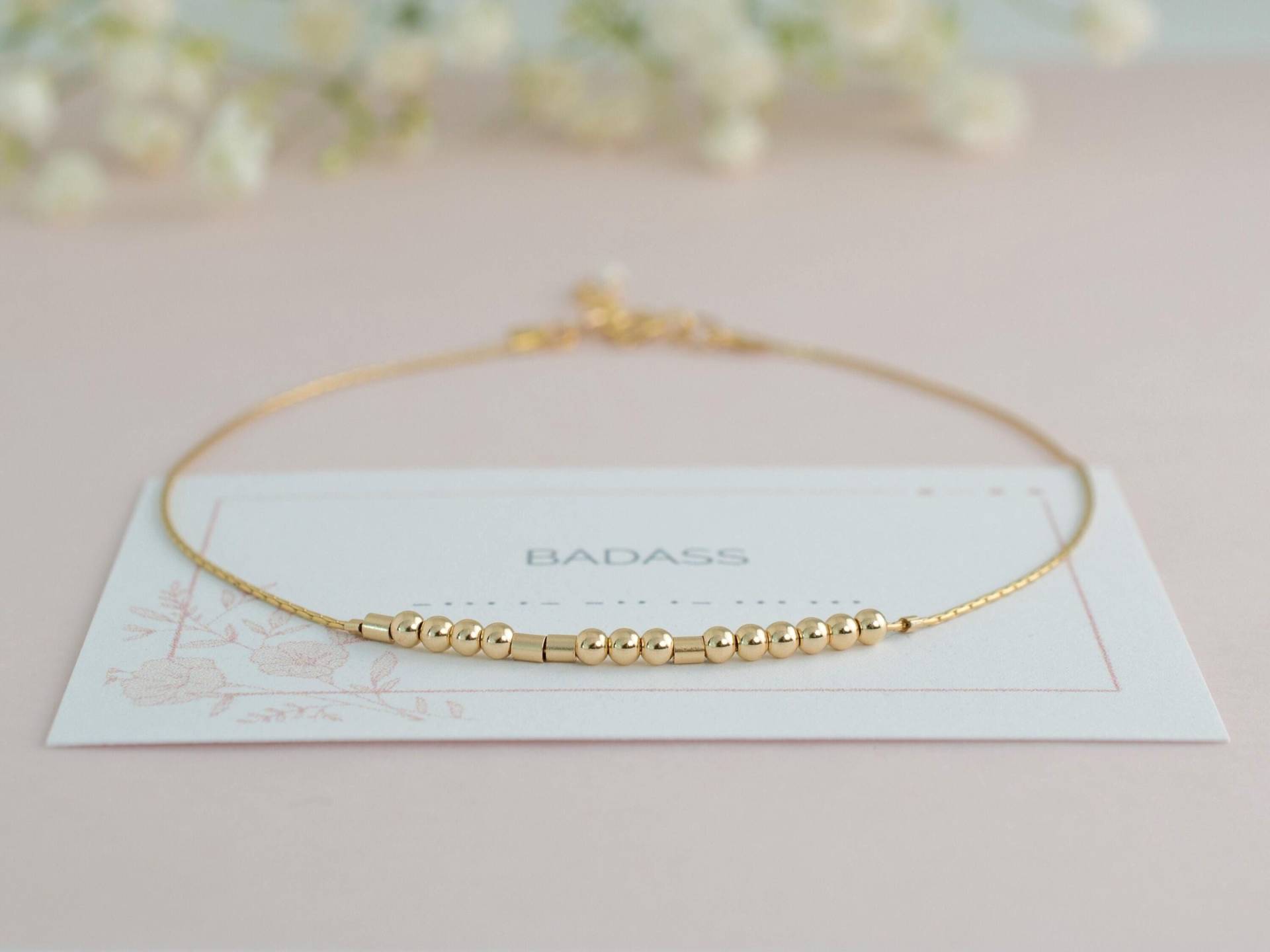 Badass Morse-Code Armband, Zierliche Ketten Bff Schmuck Geschenk, Perlen Profanität Schmuck, Stapeln Sterling Silber Badass Morse-Code Armband, Zierliche Ketten Bff Schmuck Geschenk, Perlen Profanität Schmuck, Stapeln Sterling Silber von CursinginCode