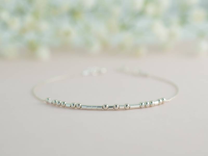 Morse-Code-Armband, Personalisierte Zierliche Perlenarmband, Profanität Schmuck, Fluch Wort Sterlingsilber, Gold Gefüllt von CursinginCode