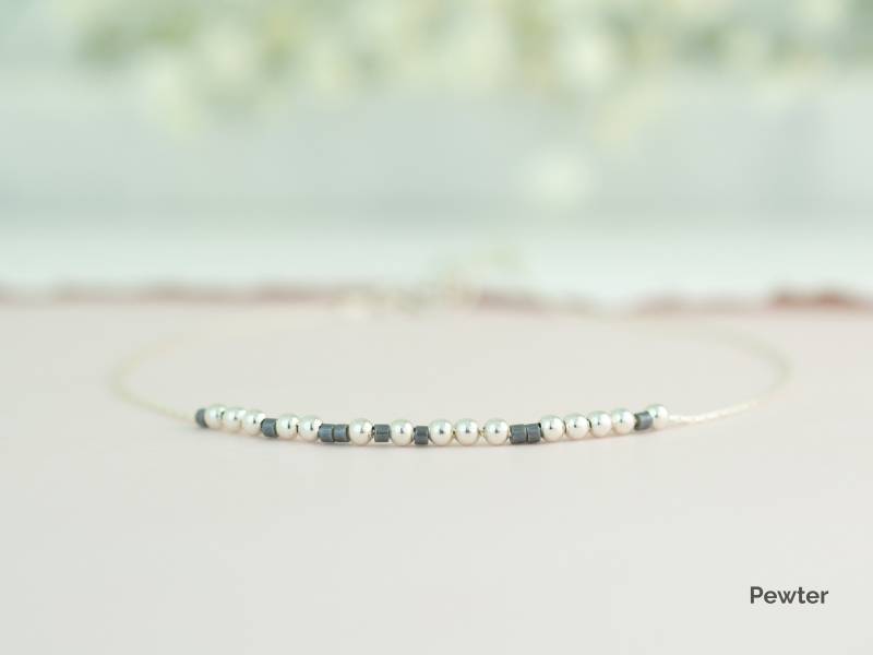 Morse Code Fußkettchen, Benutzerdefinierte Wort Schmuck, Perlen Sterling Silber, Gold Gefüllt von CursinginCode