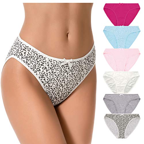 Curve Muse Damen 100% Baumwolle Bikini Slip Mittlere Taille Unterwäsche Höschen-6er Pack-PACKB-48/50 von Curve Muse