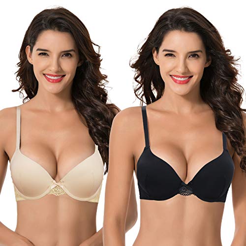Curve Muse Damen Push-Up-BH mit Bügel, perfekte Form, 1 Körbchen - Beige - 95D von Curve Muse