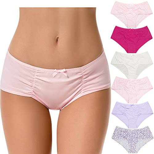 Curve Muse Damen Übergröße 100% Baumwolle Mittlere Taille Hipster Höschen Unterwäsche - 6er Pack-PACKA-44/46 von Curve Muse