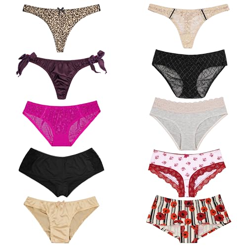 Curve Muse Damen Unterwäsche Zufällige Packs Slip Bikini Tanga Boyshort Slips-Pack R-36/38 von Curve Muse