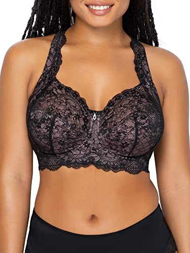 Curvy Couture Damen Bügelloser luxuriöser Spitze BH, Durchsichtig, Schwarzer Farbton mit Ballett-Fieber, 100H von Curvy Couture