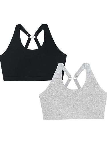 Curvy Couture Damen Cotton Comfort 2-Pack Bralette BH mit voller Abdeckung, Undurchsichtige, Grau meliert/Schwarz, XX-Large von Curvy Couture