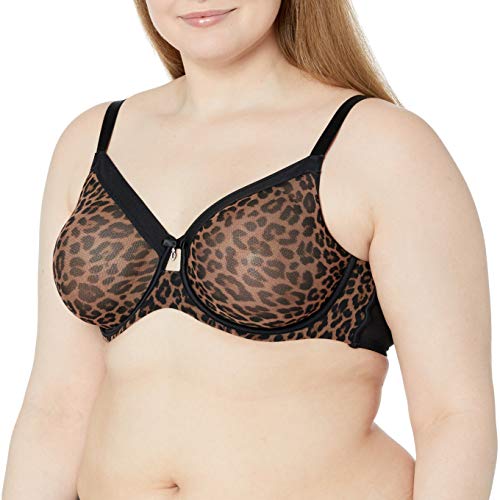 Curvy Couture Damen Ungefütterter Bügel durchsichtigem Netzstoff, BH mit voller Abdeckung, Designer Leo, 105D von Curvy Couture