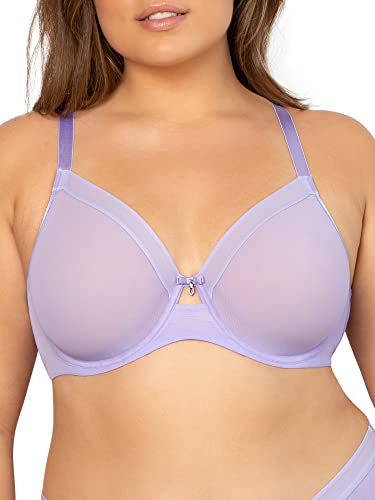 Curvy Couture Damen Ungefütterter Bügel durchsichtigem Netzstoff, BH mit voller Abdeckung, Lavendelnebel, 105C von Curvy Couture