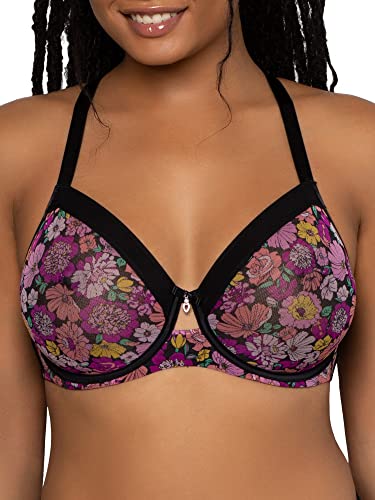 Curvy Couture Damen Durchsichtiger Netz, ungefüttert BH mit voller Abdeckung, Retro-Rosen, 100C von Curvy Couture