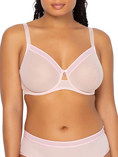 Curvy Couture Damen Ungefütterter Bügel durchsichtigem Netzstoff, BH mit voller Abdeckung, Blushing Rose, 100D von Curvy Couture