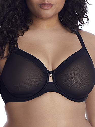 Curvy Couture Damen Sheer Mesh Full Coverage Unlined Underwire Bra BH mit voller Abdeckung, Durchsichtig, schwarzer Farbton, 100C von Curvy Couture