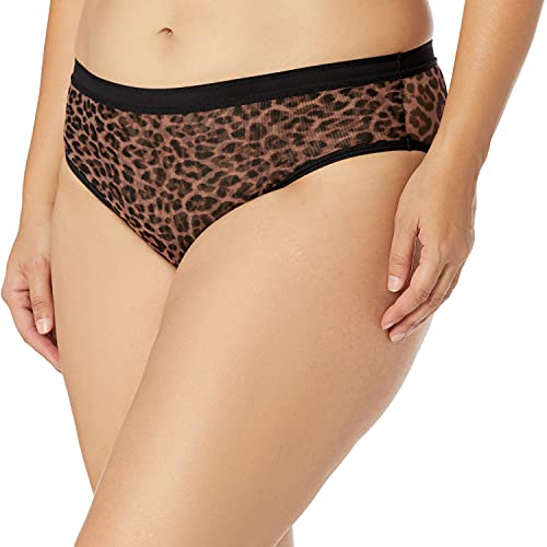 Curvy Couture Damen No Show Sheer Mesh High Cut Brief Panty Slip, Designer Leo, XX-Large von Curvy Couture