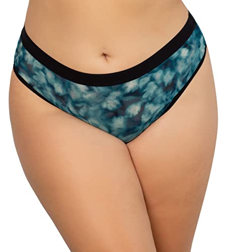 Curvy Couture Damen No Show Sheer Mesh High Cut Brief-Panty Slip, Florale Waschung, XXL von Curvy Couture