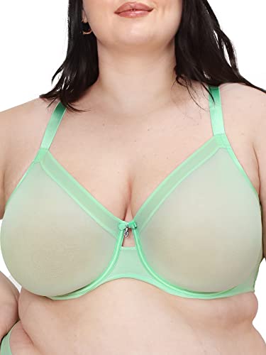 Curvy Couture Damen Sheer Unlined Underwire Plunge BH mit voller Abdeckung, Durchsichtig, Appletini, 95H von Curvy Couture