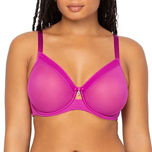 Curvy Couture Damen Sheer Unlined Underwire Plunge BH mit voller Abdeckung, Durchsichtig, Cosmo Pink, 95C von Curvy Couture