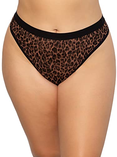 Curvy Couture Damen No Show Sheer Mesh High Cut Brief-Panty Tangahöschen, Designer Leo Tanga, 3XL von Curvy Couture