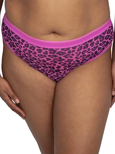 Curvy Couture Damen No Show Sheer Mesh High Cut Brief-Panty Slip, pink Leopard, 3XL Größen von Curvy Couture