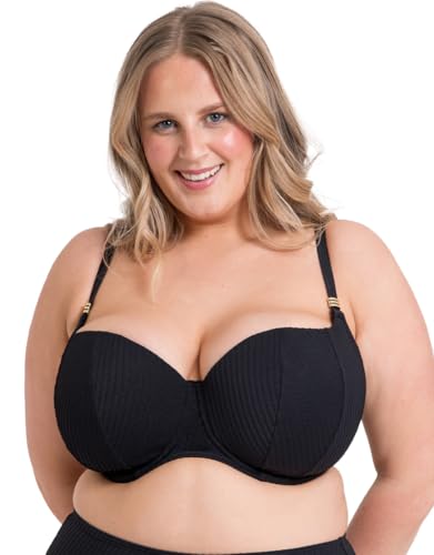 Curvy Kate Damen Jet Set Padded Balcony Top Bikini, Blickdicht, Schwarz, 85F von Curvy Kate