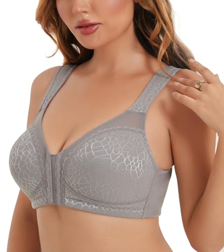 Curyon Minimizer BH Damen Ohne Bügel Vorne Verschließbar Große Brüste [Cup B-G] Grau 90B von Curyon